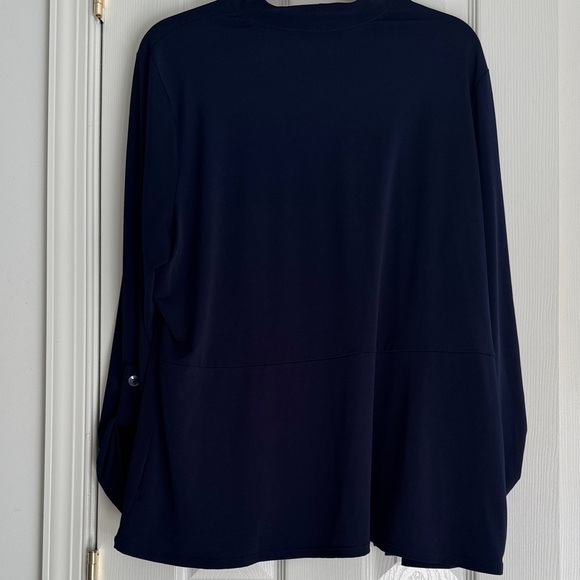 Susan Graver Liquid Knit Open Front Cardigan - Navy XL - Picture 3 of 6